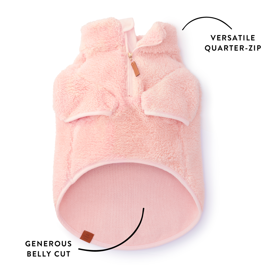 Pink Quarter-Zip Sherpa Dog Jacket