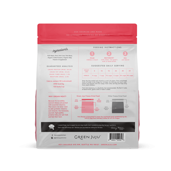 Pork Recipe - Limited Ingredient Freeze-Dried Raw Food for Dogs (14 oz)