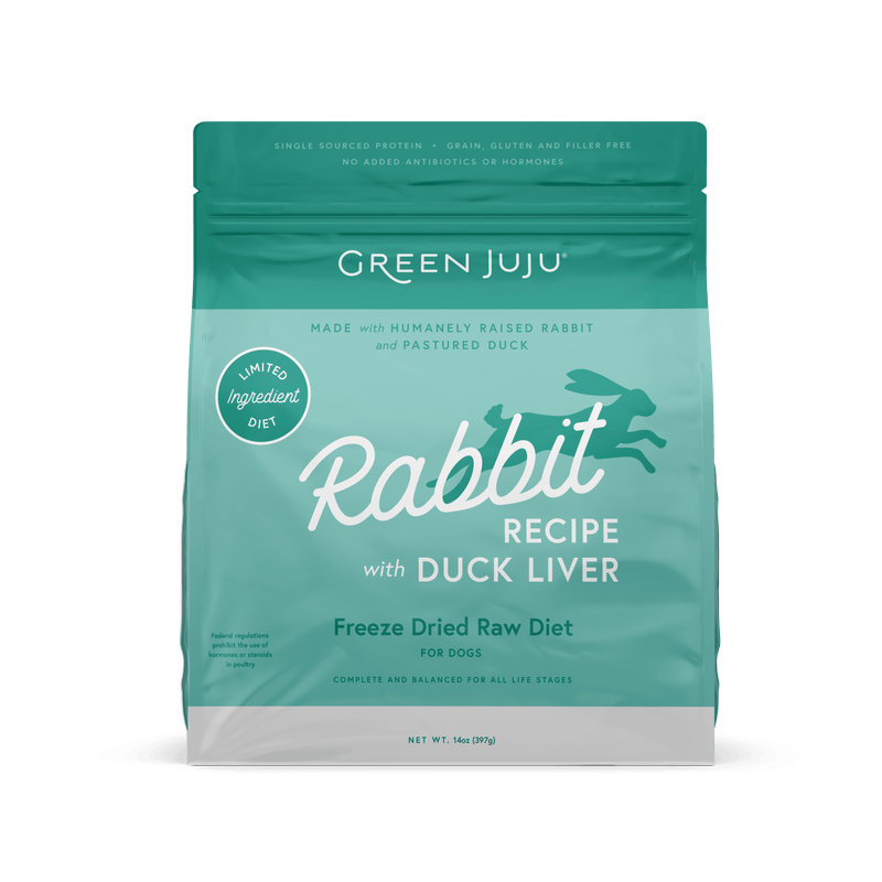 Rabbit Recipe with Duck Liver - Limited Ingredient Freeze-Dried Raw Food for Dogs (14 oz)