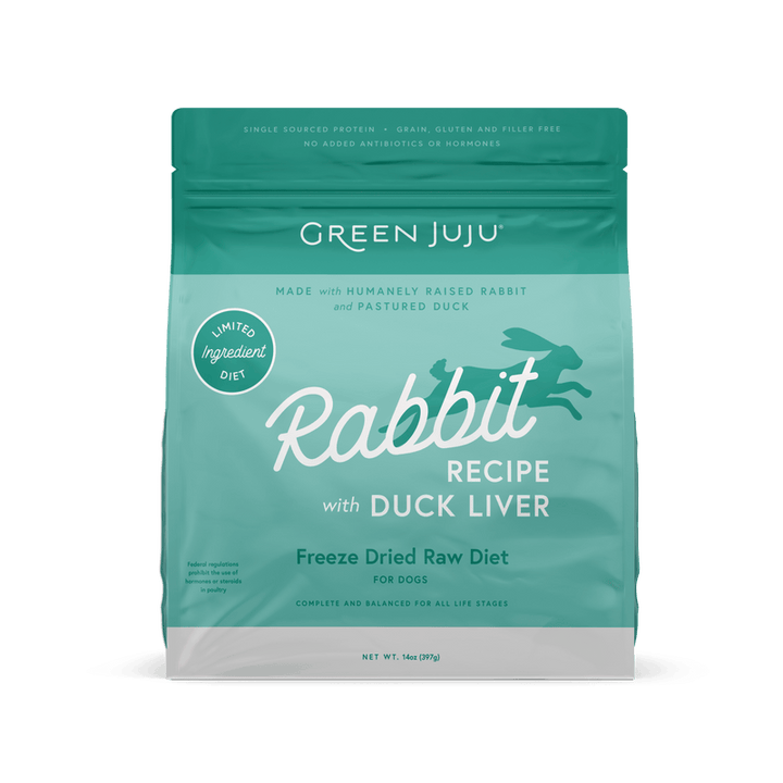 Rabbit Recipe with Duck Liver - Limited Ingredient Freeze-Dried Raw Food for Dogs (14 oz)