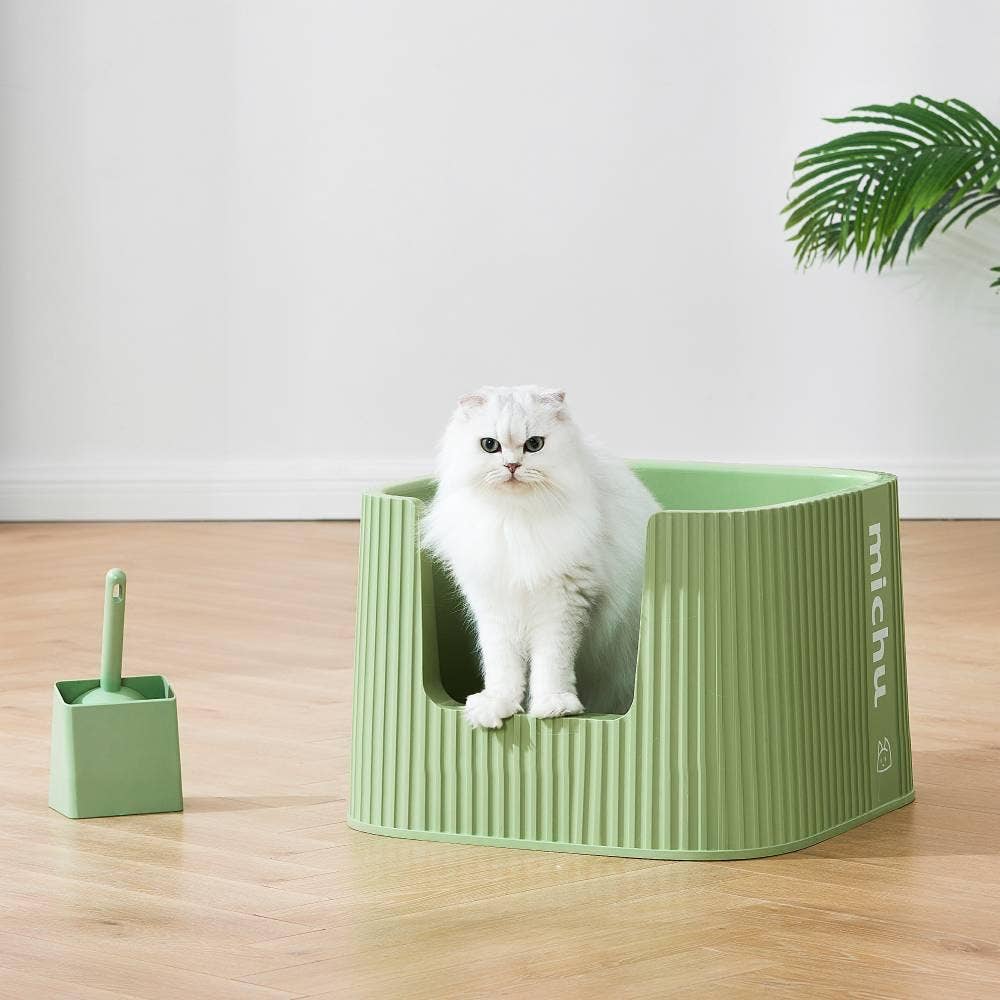 Michu XXL Container Cat Litter Box with Scoop, Coral or BoBa