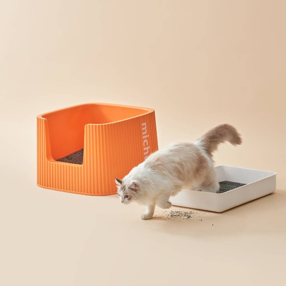 Michu XXL Container Cat Litter Box with Scoop, Coral or BoBa