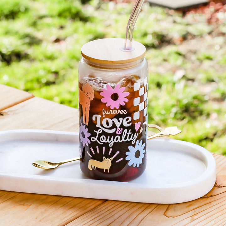 Furever Love & Loyalty Glass with Glass Straw