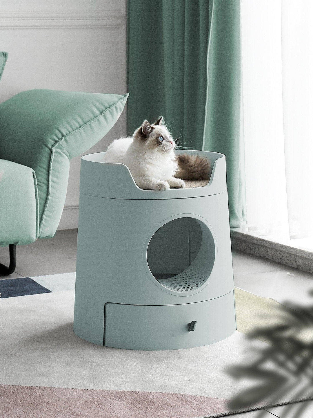 Mayitwill XL Castle 2 in 1 Front-Entry Cat Litter Box