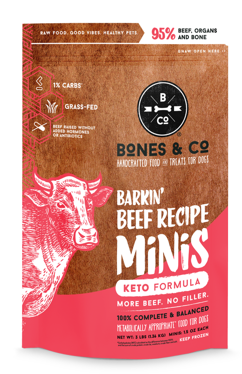 BARKIN' BEEF RECIPE PATTIES - Raw Frozen Dog Food