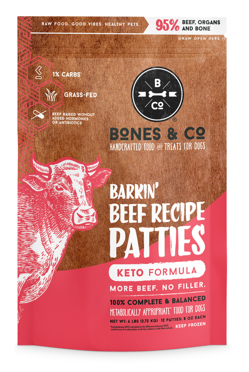 BARKIN' BEEF RECIPE PATTIES - Raw Frozen Dog Food