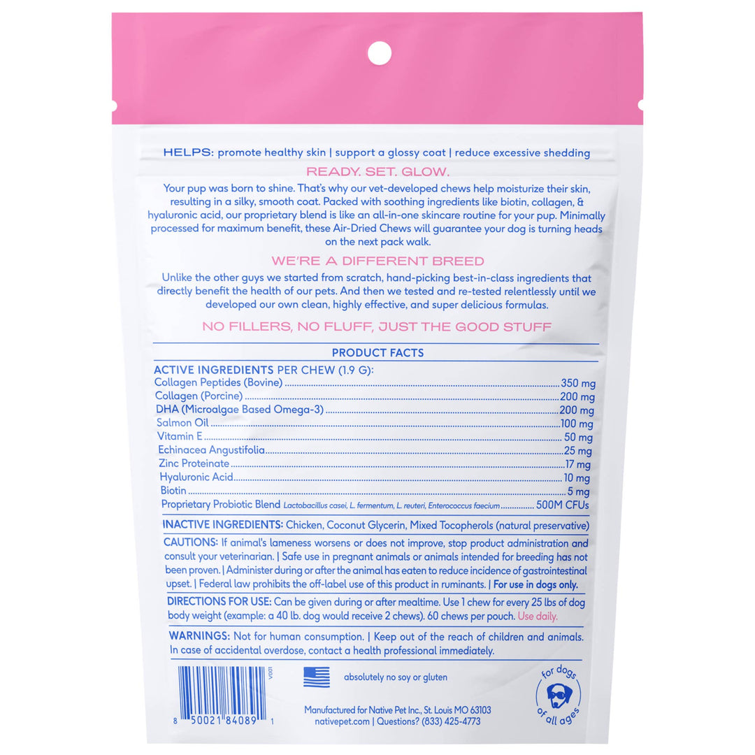 Skin + Coat Chews, Skin & Coat Supplement for Dogs, 60 ct.