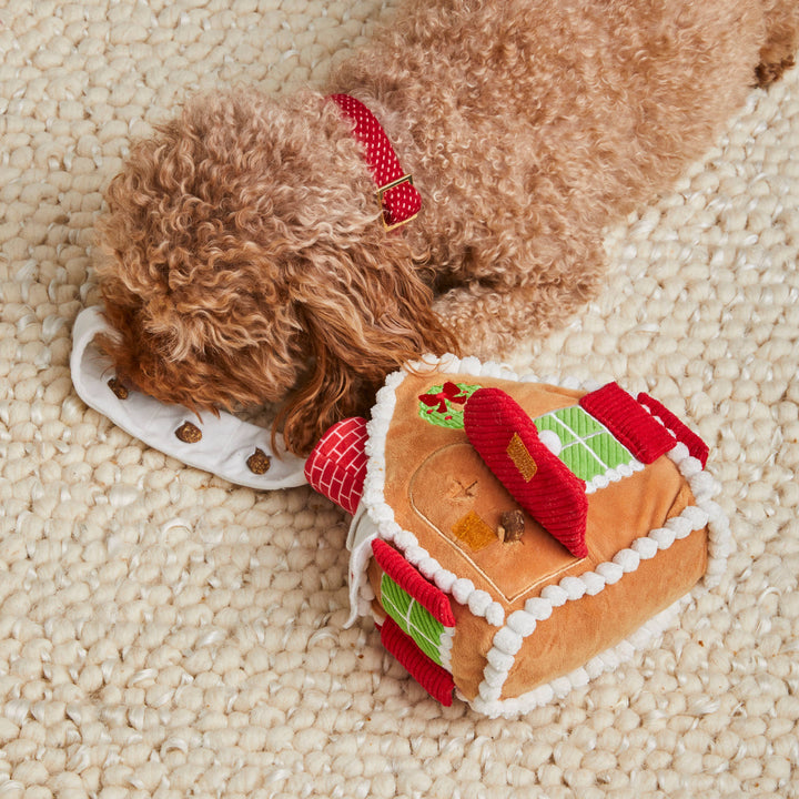 Gingerbread House Interactive Snuffle Holiday Dog Toy