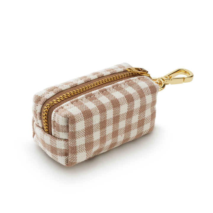 Mushroom Brown Gingham Waste Bag Holder