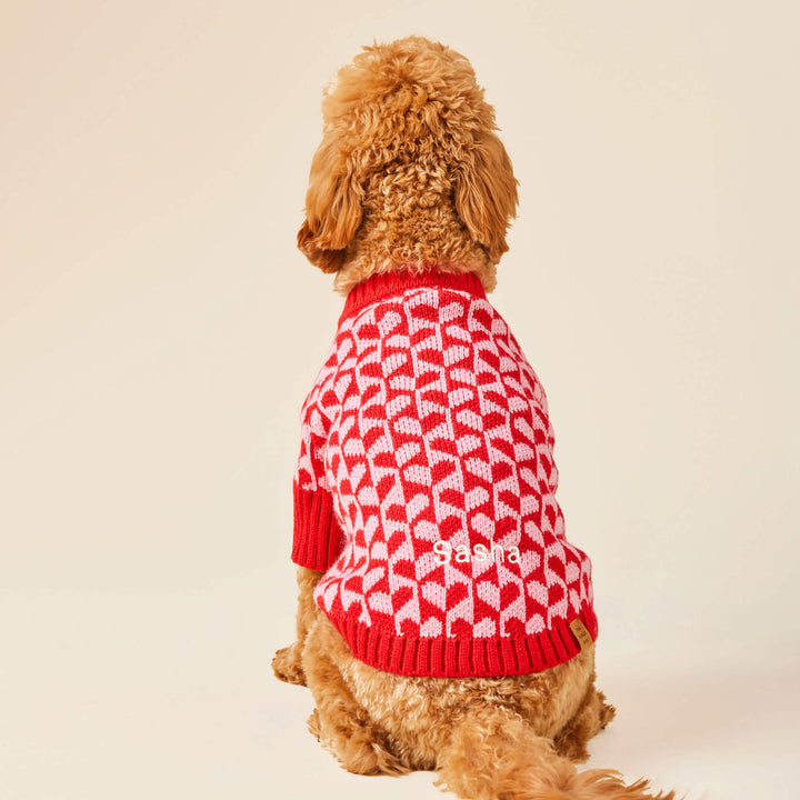 Heart Stripe Valentine's Day Dog Sweater