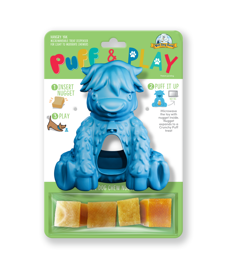 Yak Puff and Play Dog Chew Toy Treat Dispenser