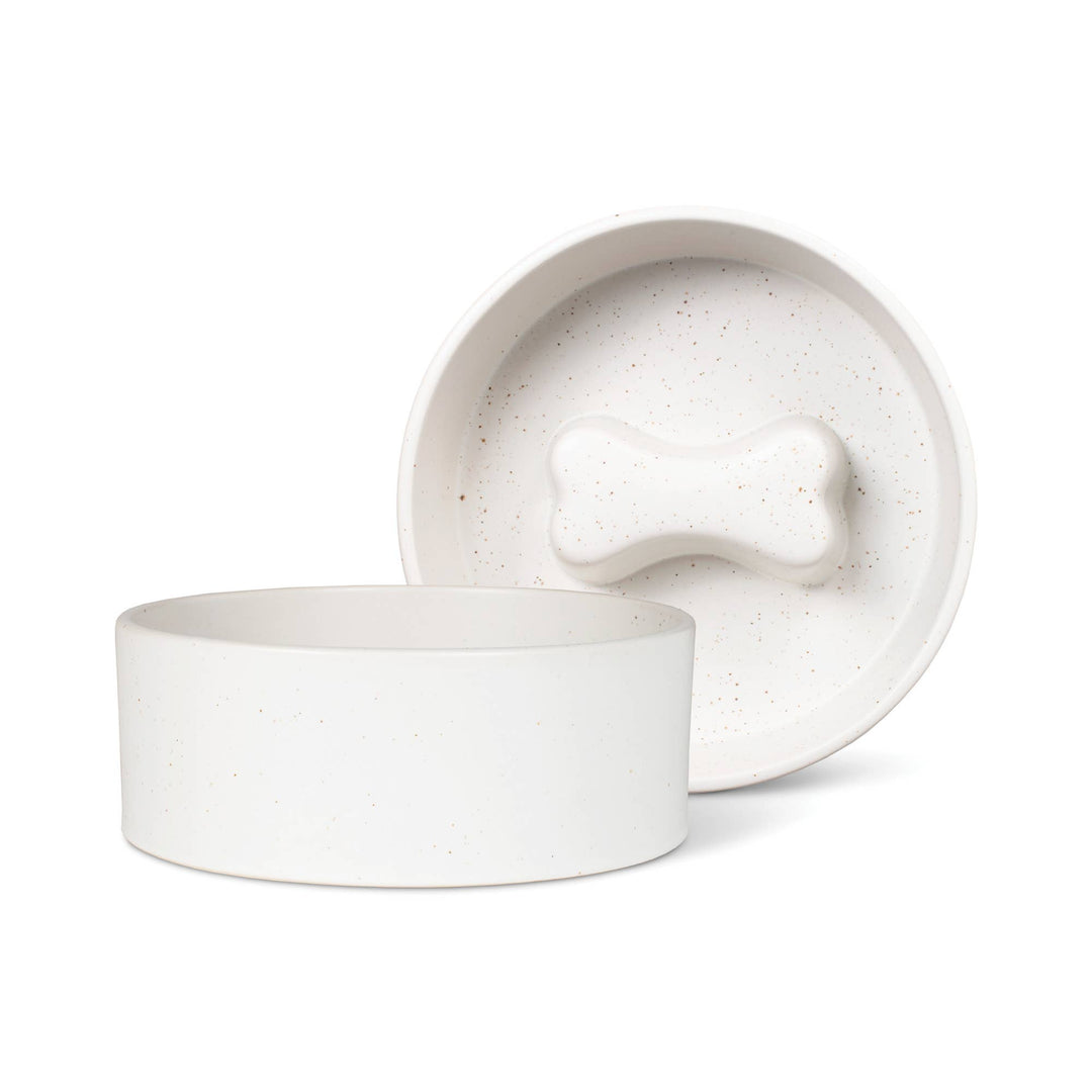 Speckled Bone Medium Slow Feeder Bowl