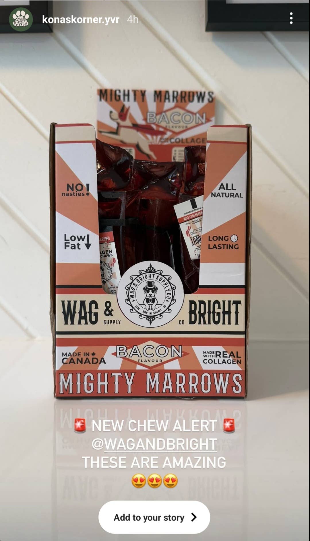 Mighty Marrows Collagen Dental Chew - Bacon