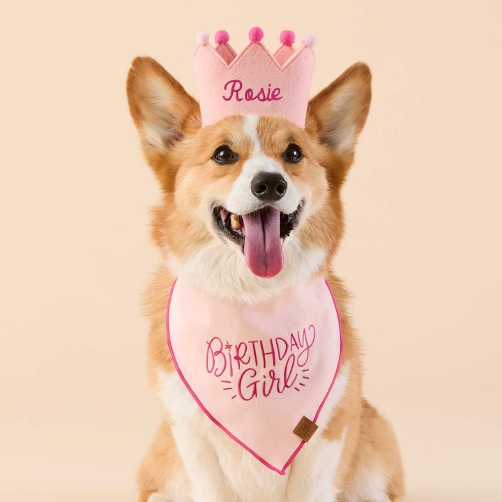 Birthday Girl Embroidered Dog Bandana