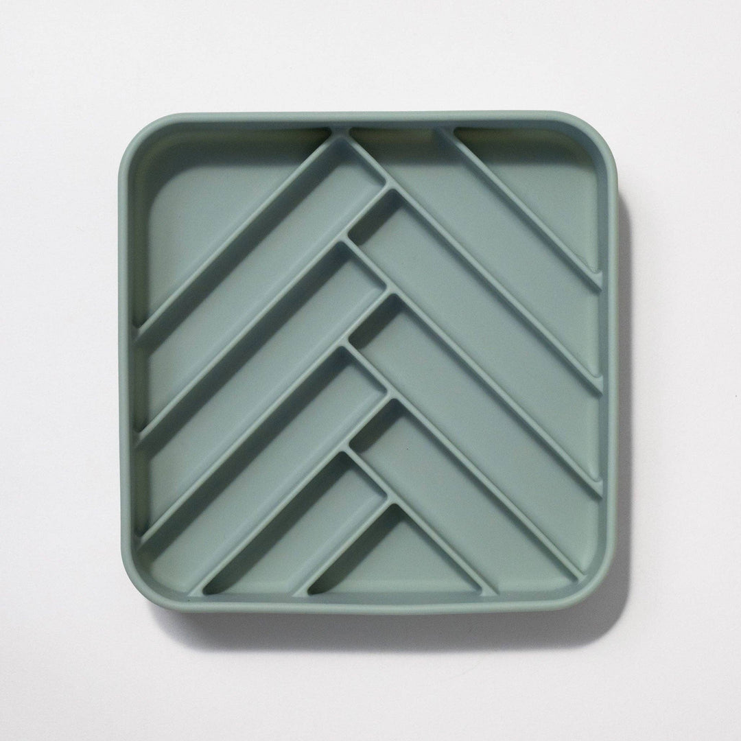 Dogged - chevron slow feeder bowl - seafoam