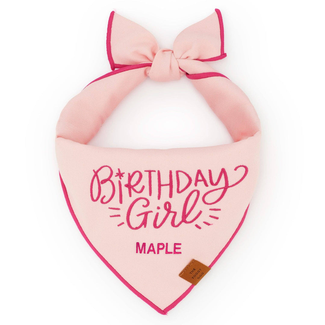 Birthday Girl Embroidered Dog Bandana