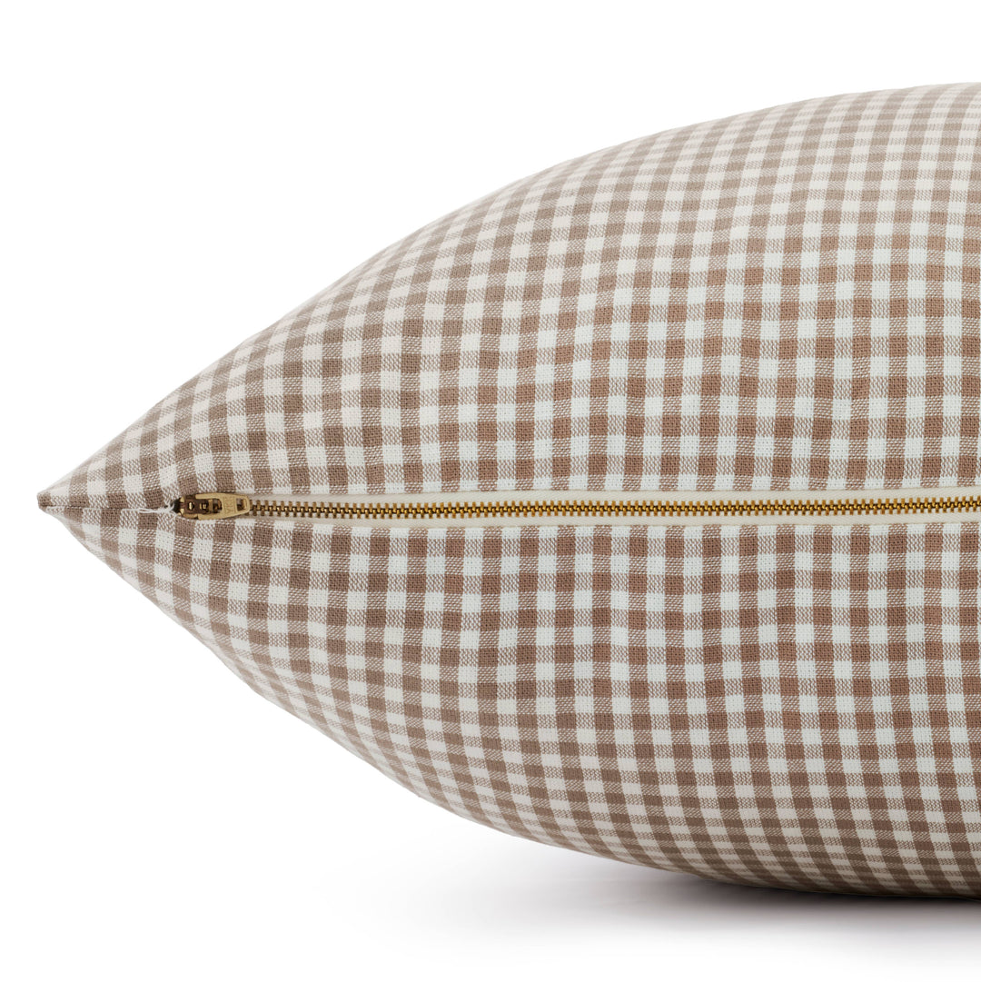 Mushroom Brown Gingham Dog Bed