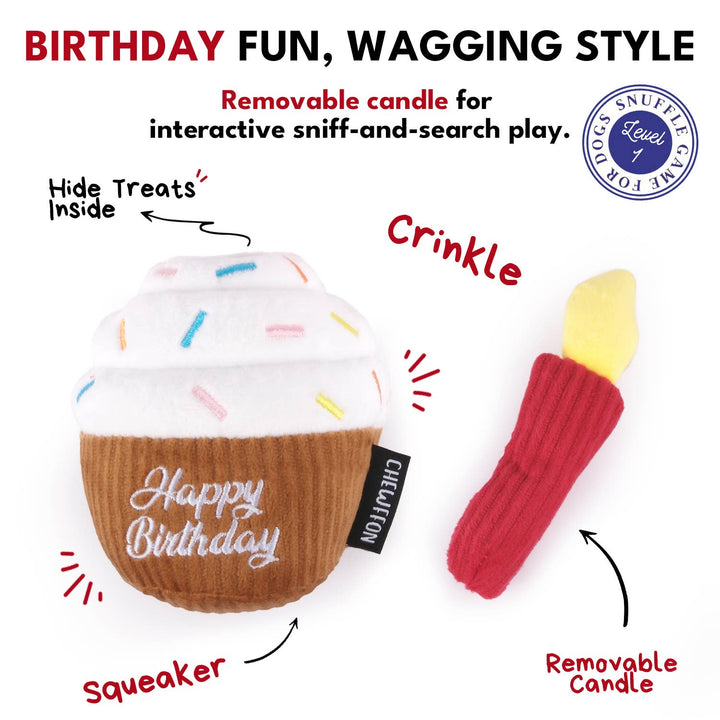 CHEWFFON Birthday Cupcake Dog Toy